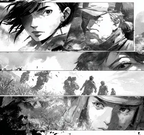 幻想题材漫画场景，黄昏时分的奇异天空